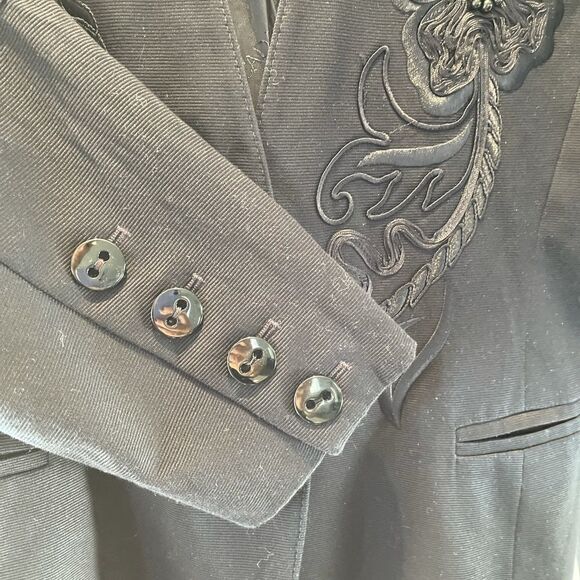 Vintage Escada  Navy Single  Button Floral Embroidered Blazer - Picture 10 of 16